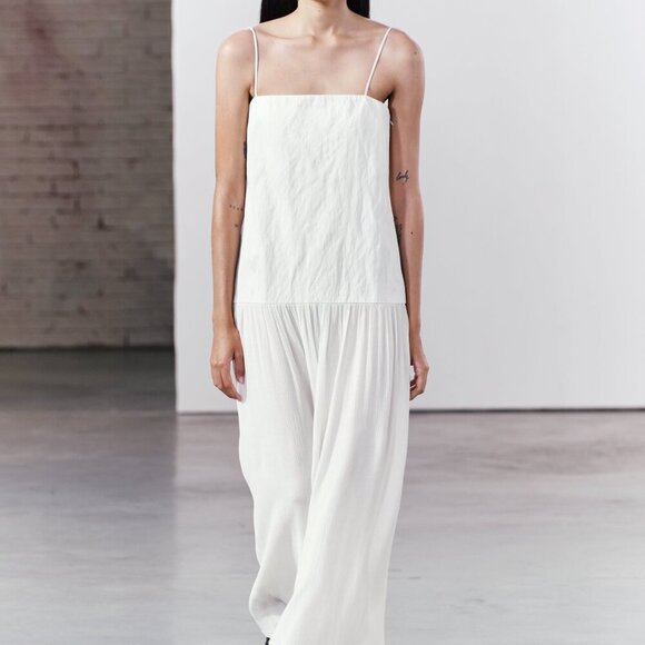 ZARA NEW WOMAN SS24 OYSTER-WHITE CONTRAST DRESS Size M NEW WITH TAG! - Picture 2 of 15